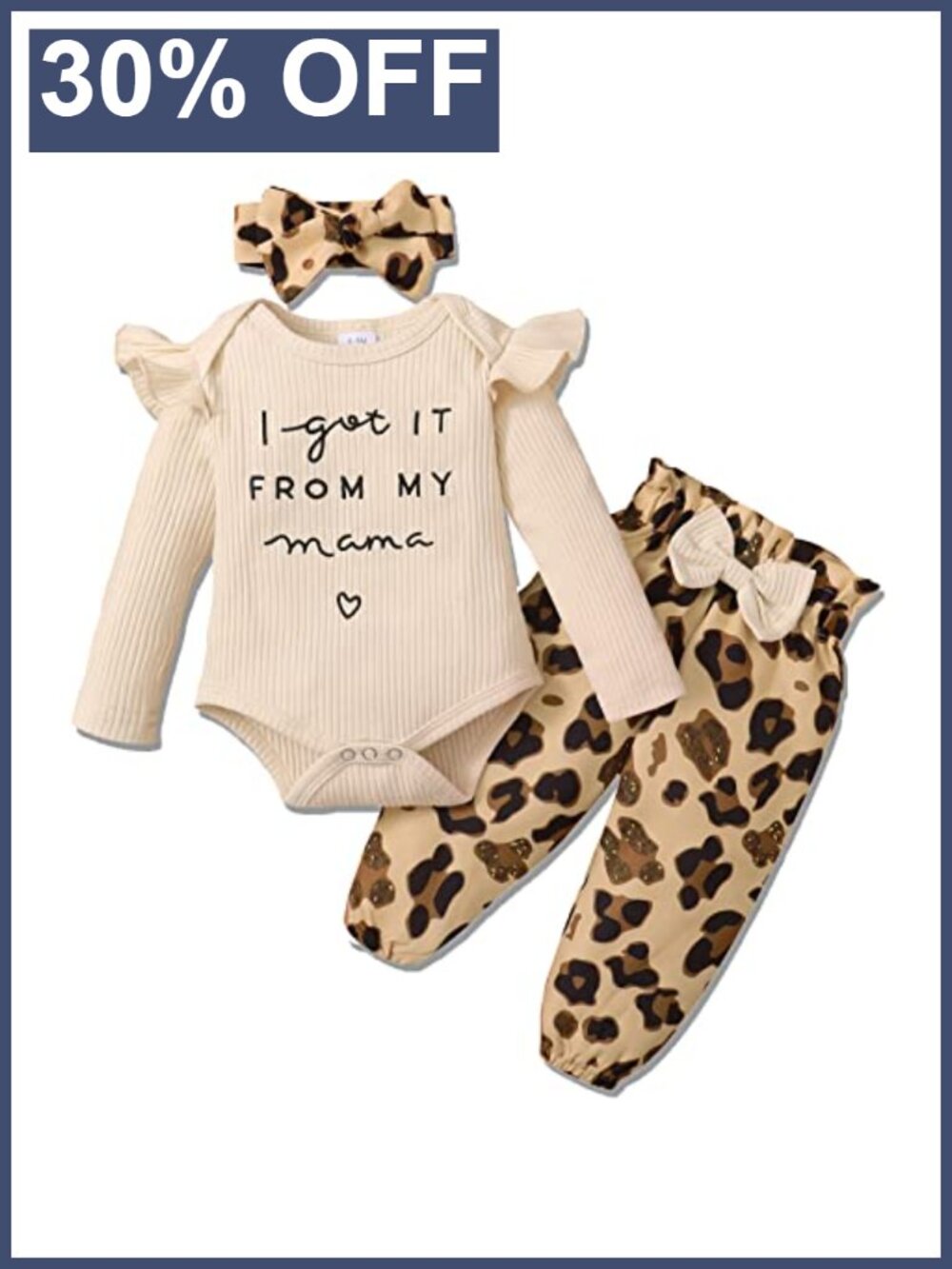 Baby Girl Ruffle Romper Pants Headband 3PC Set Cotton Blend